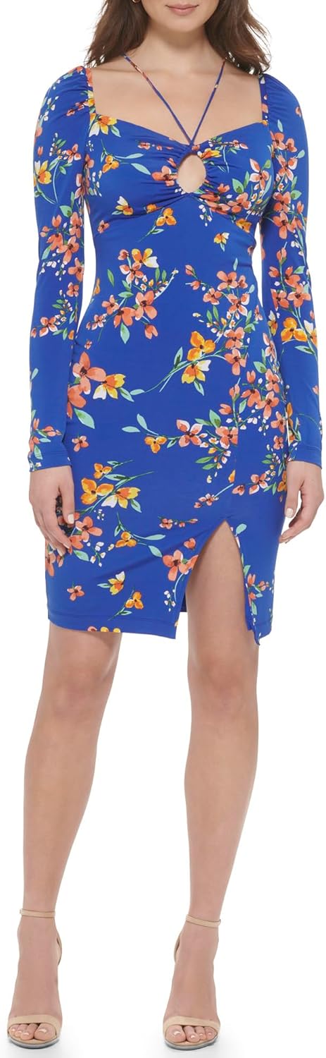 

Платье-свитер GUESS с длинным рукавом, принтом и вырезом, Cobalt Multi