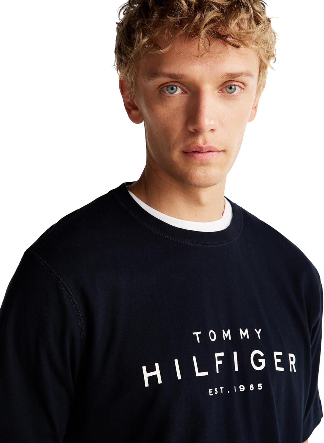 Мужская хлопковая футболка с короткими рукавами Tommy Hilfiger с напечатанным логотипом, также доступна в размерах для больших и высоких женщин., Desert Sky — фото 2
