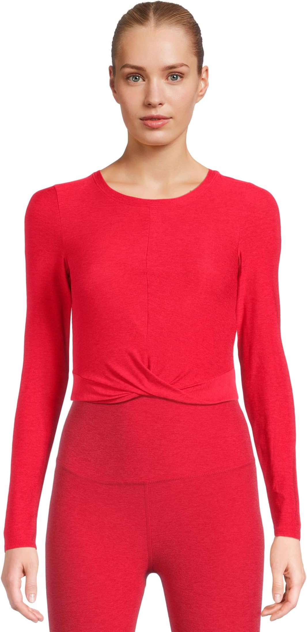 

Лонгслив Beyond Yoga Featherweight Center Stage Cropped Long Sleeve Pull Over, цвет Ruby Red Heather