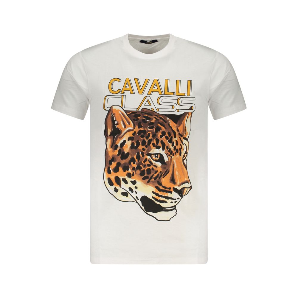 

Белая хлопковая мужская футболка Cavalli Class