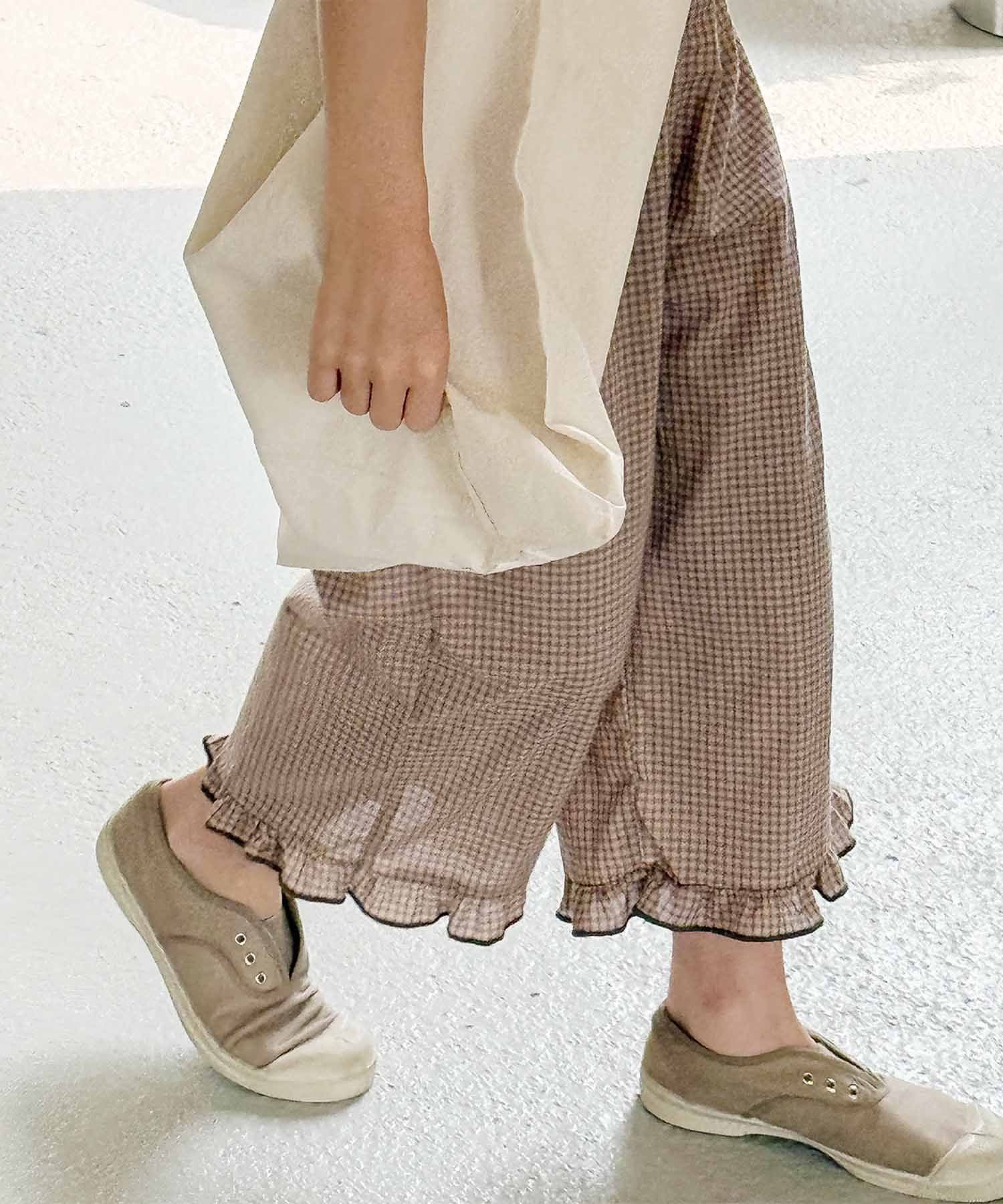 Шорты в клетку с оборками Aimoha Kids, beige