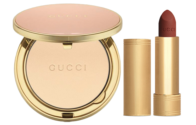 GUCCI Набор макияжа Rose Gold Tube: рассыпчатая пудра для матовости и стойкости 10г + бальзам для губ 3,5г — фото 4