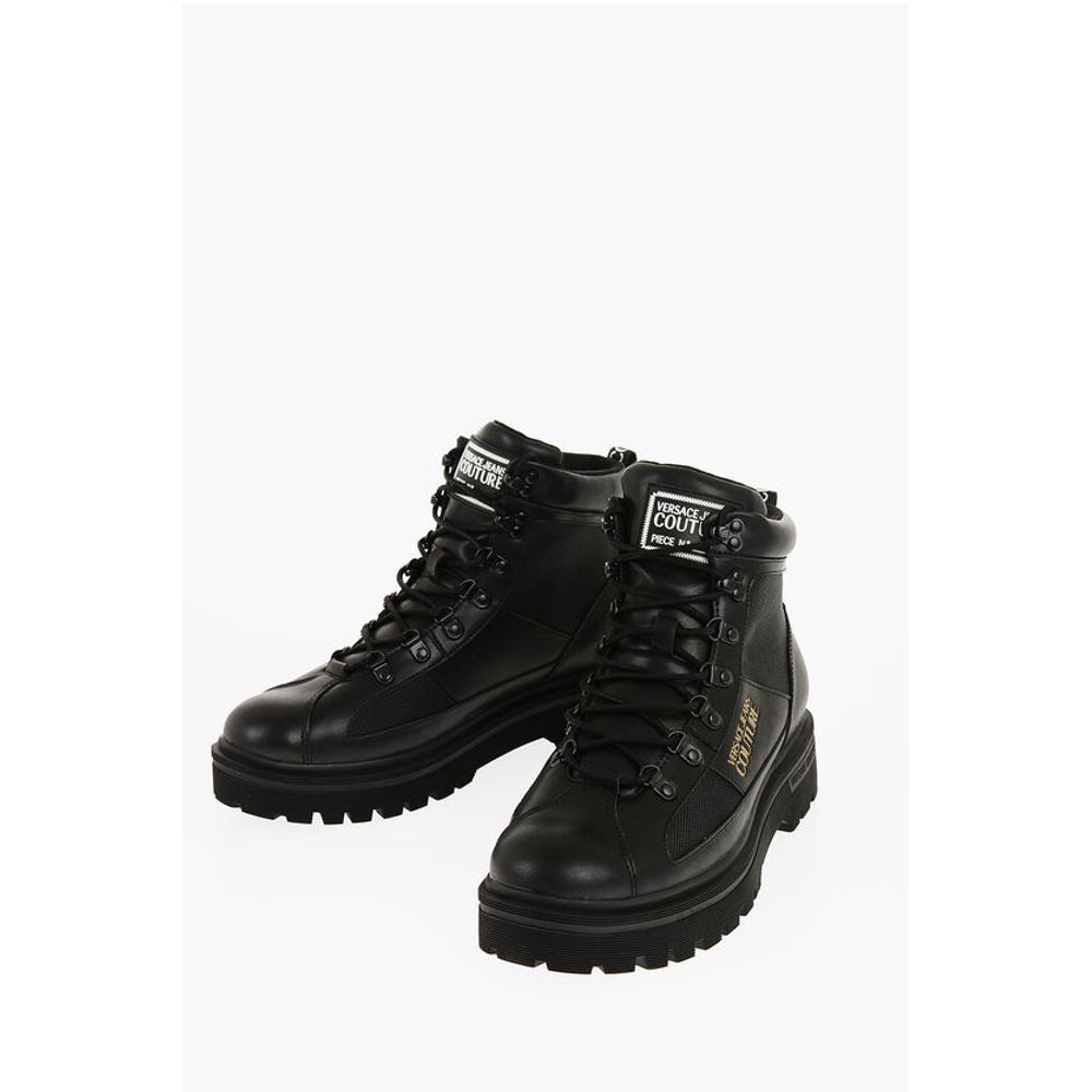 

JEANS COUTURE Кожаные и тканевые армейские ботинки SYRIUS с Co Versace, Black