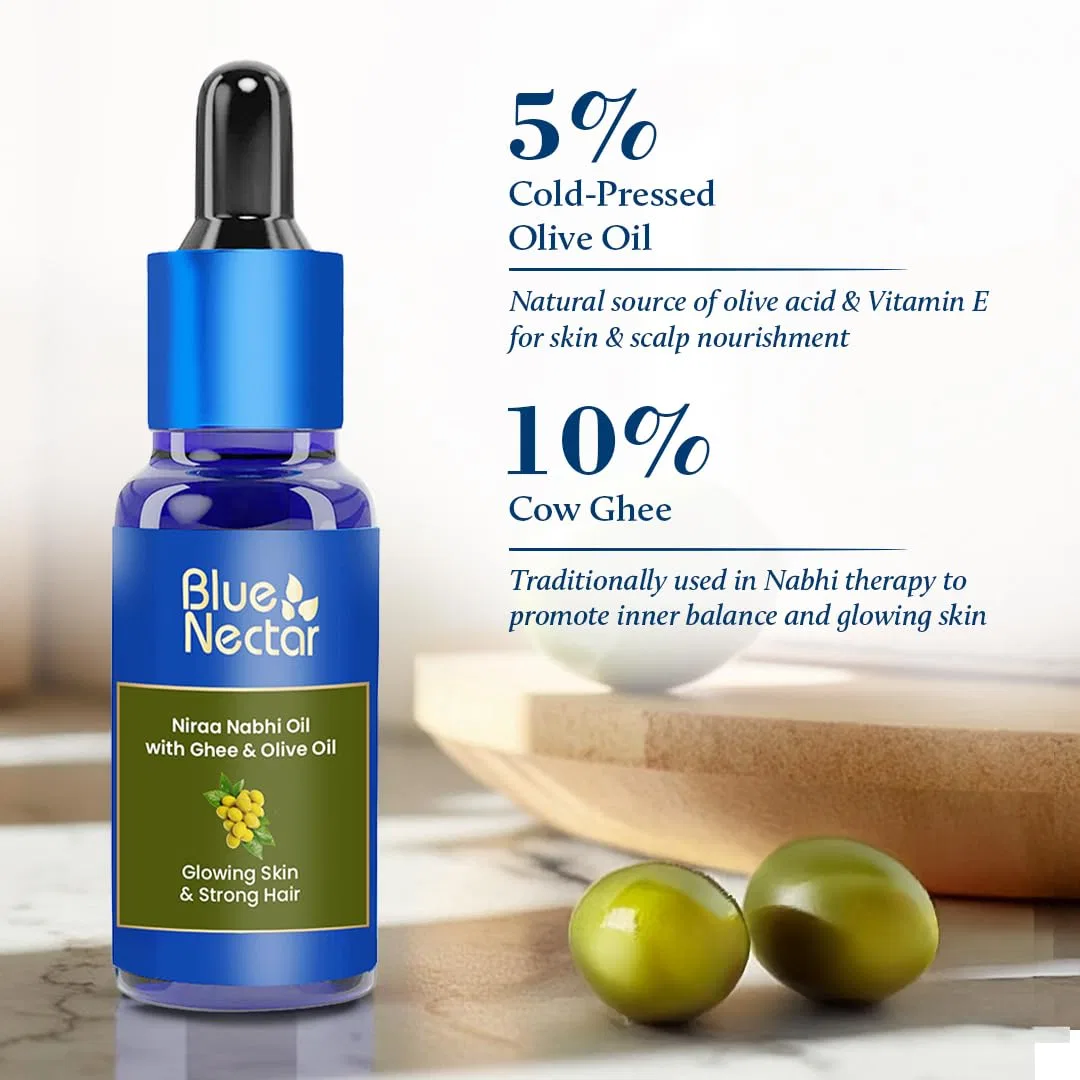 Аюрведическое масло для пупка Nabhi Oil с гхи и оливковым маслом, 10 мл Blue Nectar — фото 3