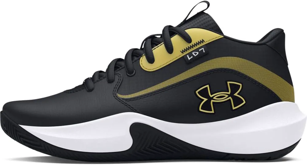 Баскетбольные кроссовки Under Armour для детей школьного возраста Lockdown 7, черный/металлик золотой — фото 2