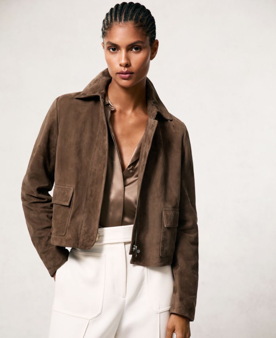 

Женская укороченная замшевая куртка Drew REISS, Taupe, Neutral