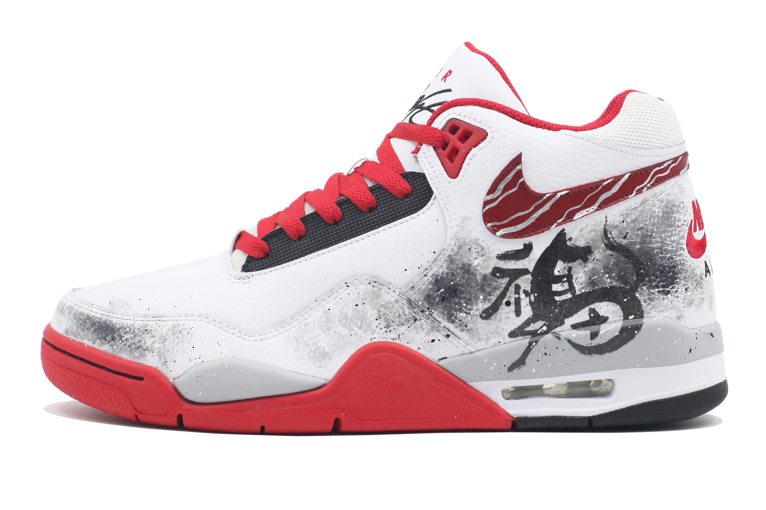 

Кроссовки баскетбольные мужские mid top Vintage, технология Flight Legacy Cushion, износостойкие, цвет Black Nike, белый/красный