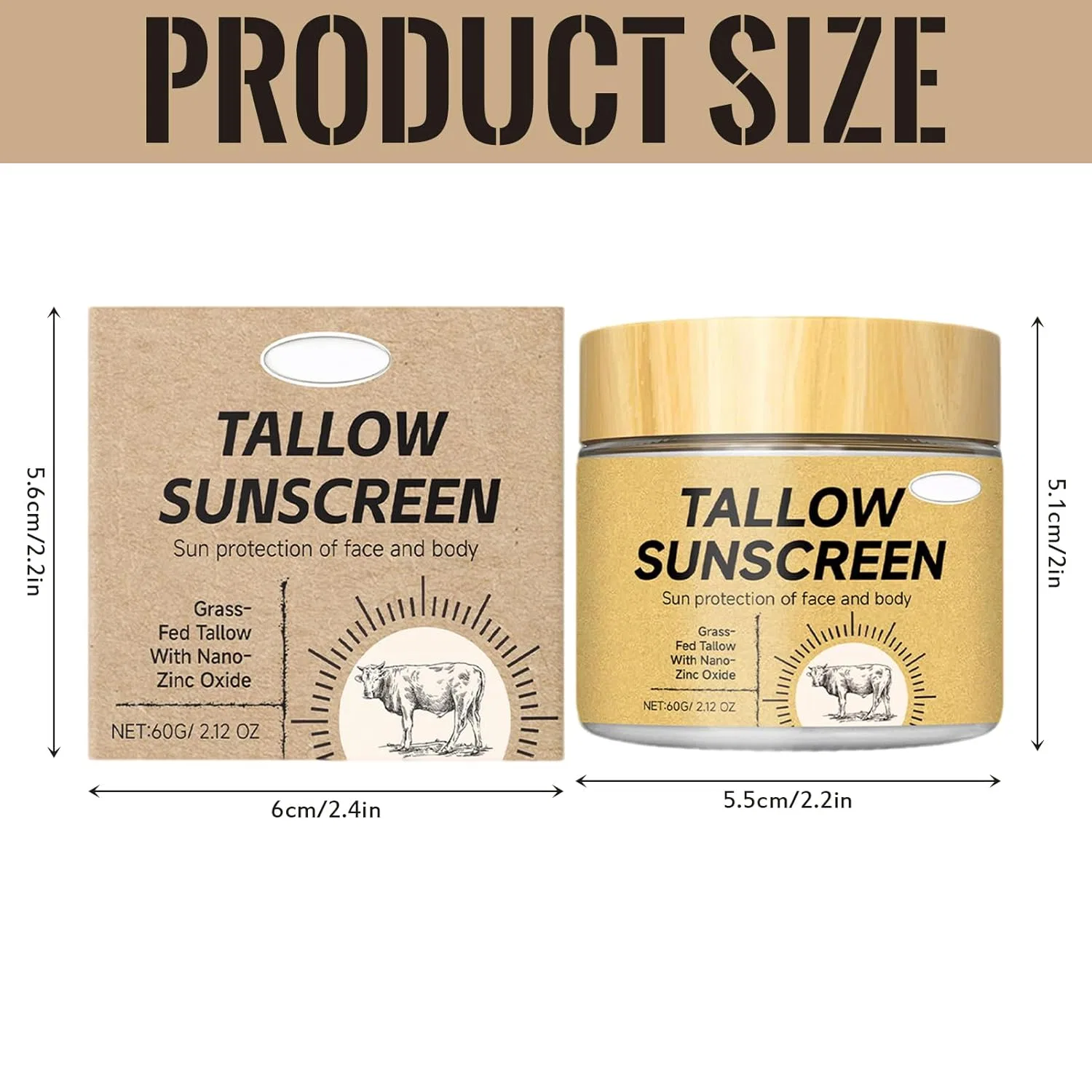 Солнцезащитный крем с говяжьим жиром SPF 30 (60 г) Acarey, E*1 — фото 2
