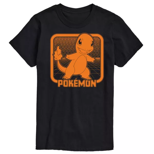 

Мужская футболка с ретро-принтом Charmander Licensed Character, черный