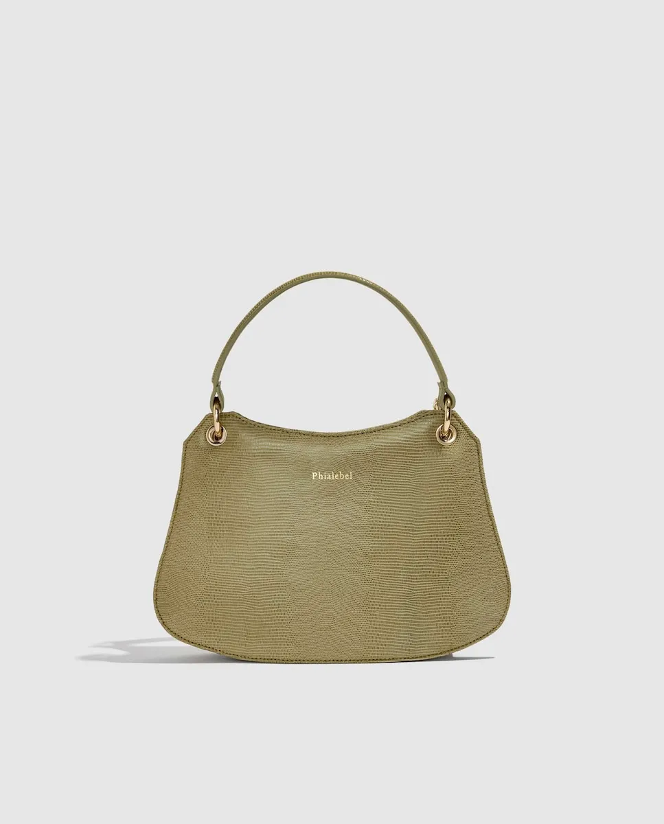 

Клатч из кожи с тиснением под ящерицу Phialebel, зеленый