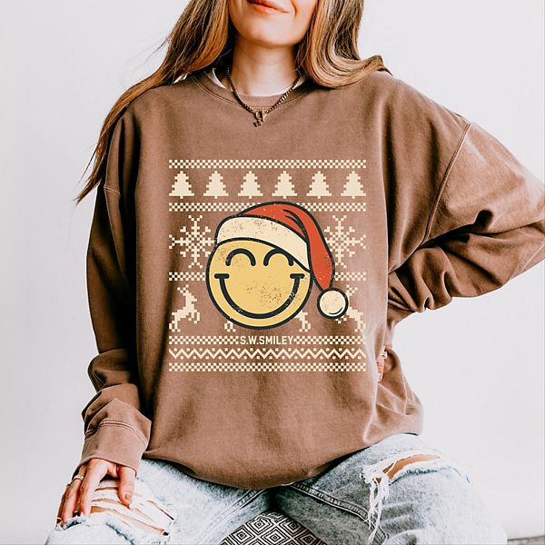 

SWSmiley ugly christmas свитер distressed - женский легкий garment dyed свитшот Simply Sage Market, Espresso
