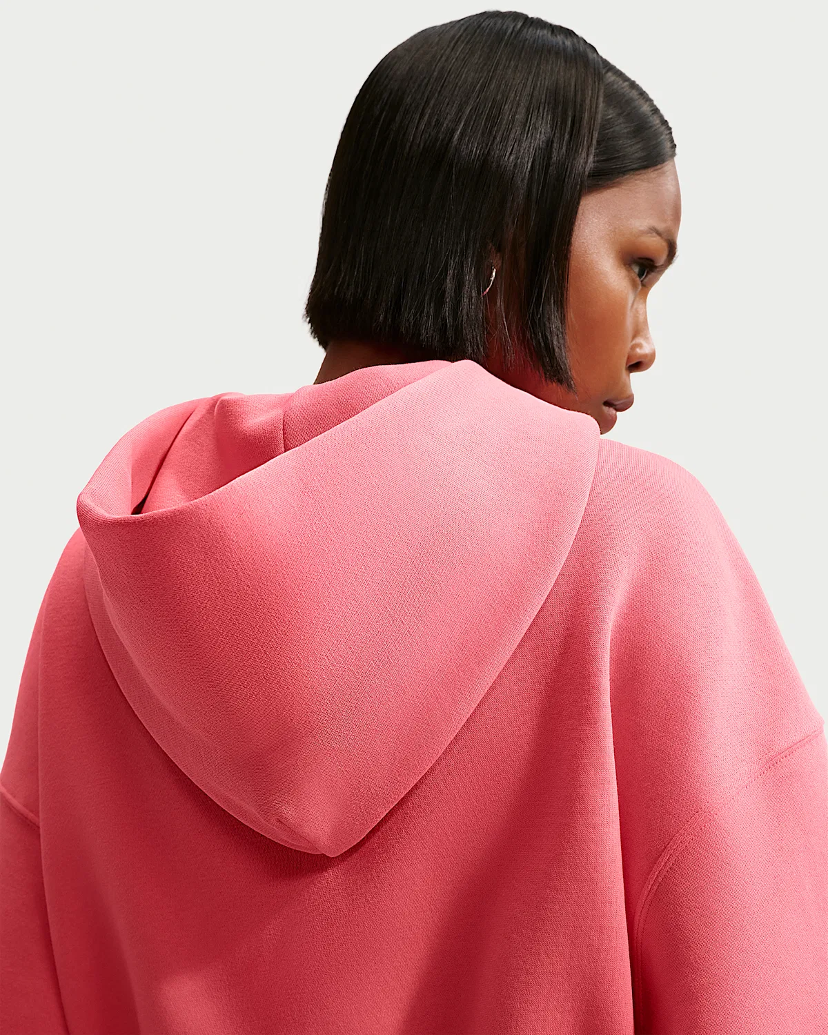 Женский оверсайз-кроп хенли худи Nike Sportswear Phoenix Fleece, Sea Coral/Sail — фото 2