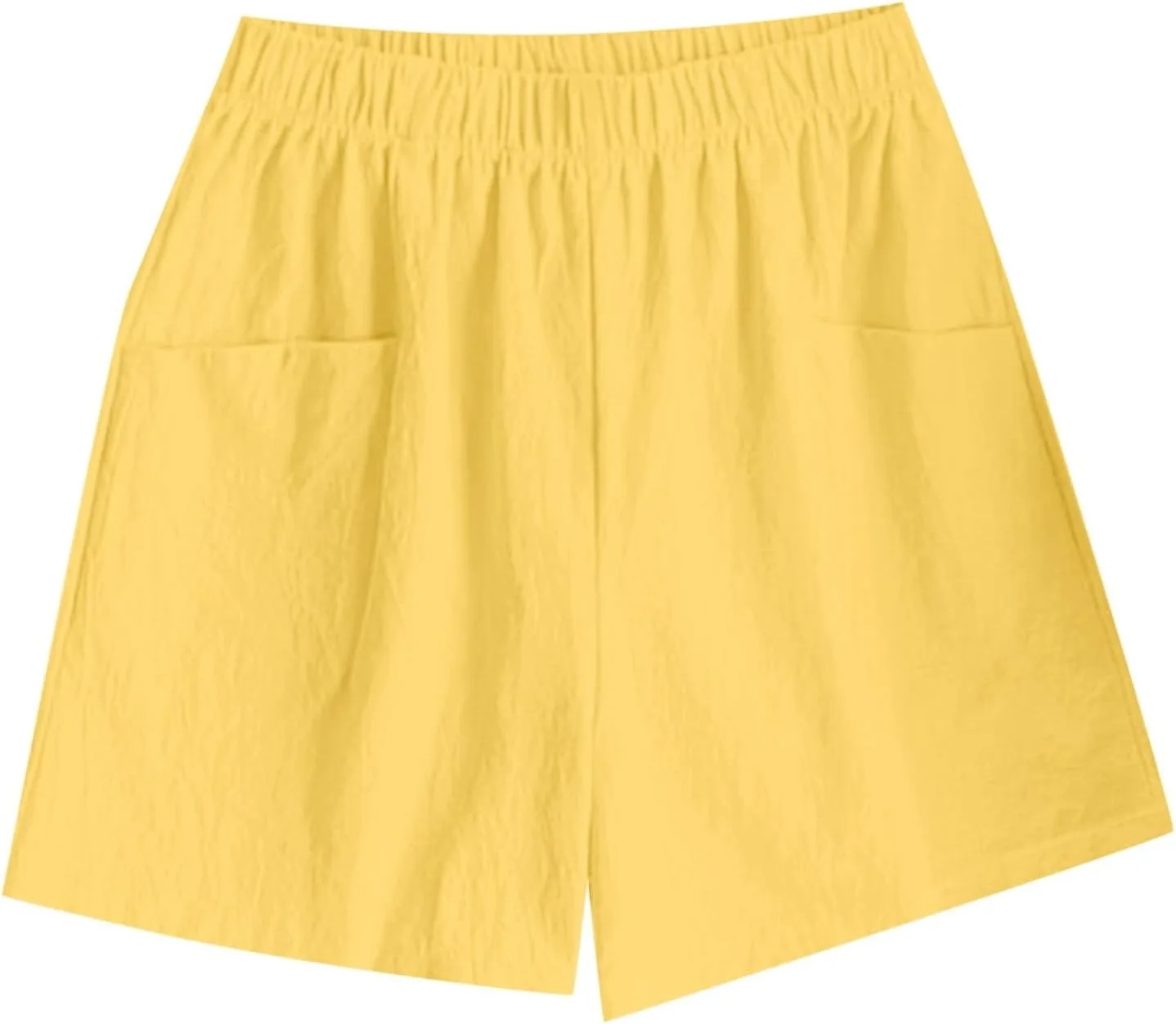 Льняные шорты для женщин Summer Casual Workout Elastic High Waisted Gauze Wide Leg Lounge с карманами — фото 3