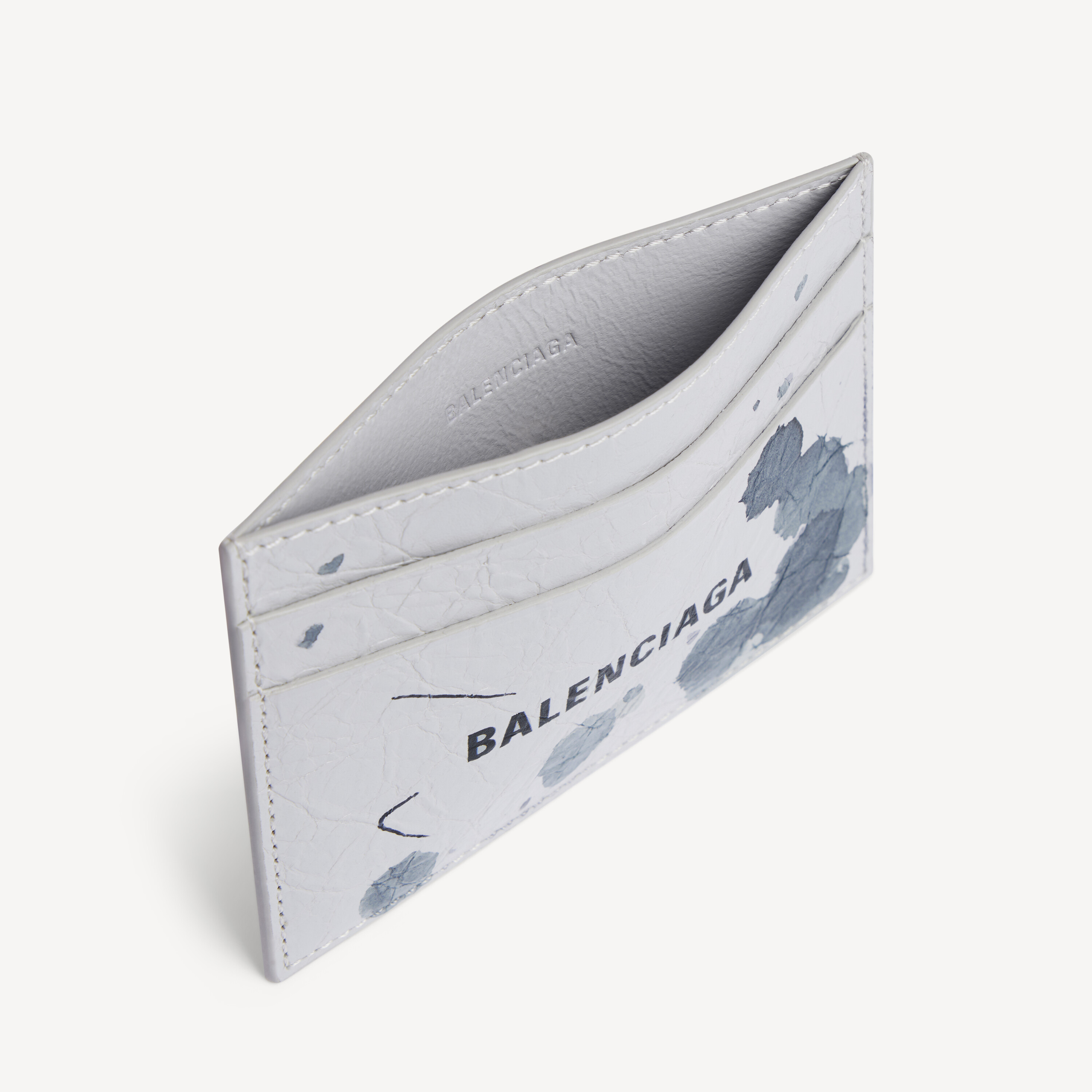 BALENCIAGA Мужской держатель для карт Cash светло-серого цвета — фото 3