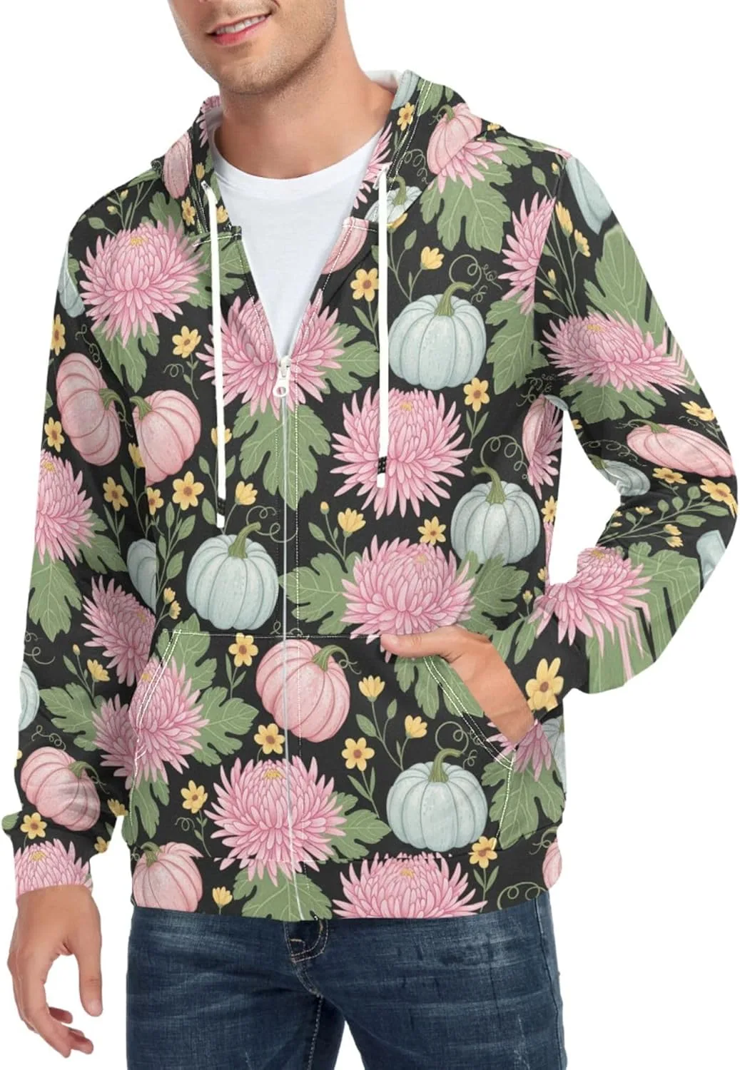 

Мужская толстовка с капюшоном на молнии, длинный рукав, с карманом CUPADA