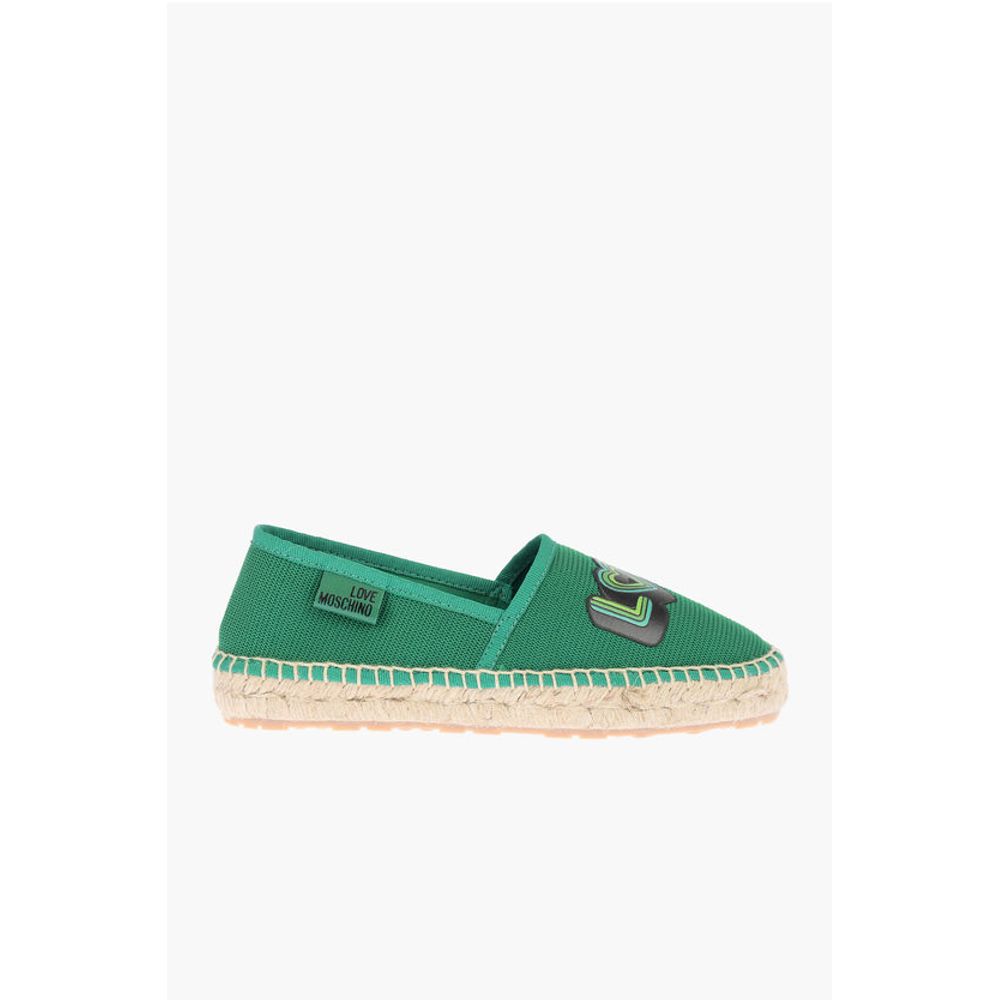 Эспадрильи LOVE из сетки с логотипом и подошвой из рафии Moschino, Green — фото 3