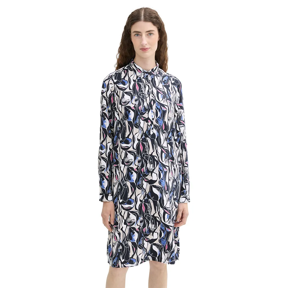 

Платье Tom Tailor Printed Shirt long sleeve short, разноцветный