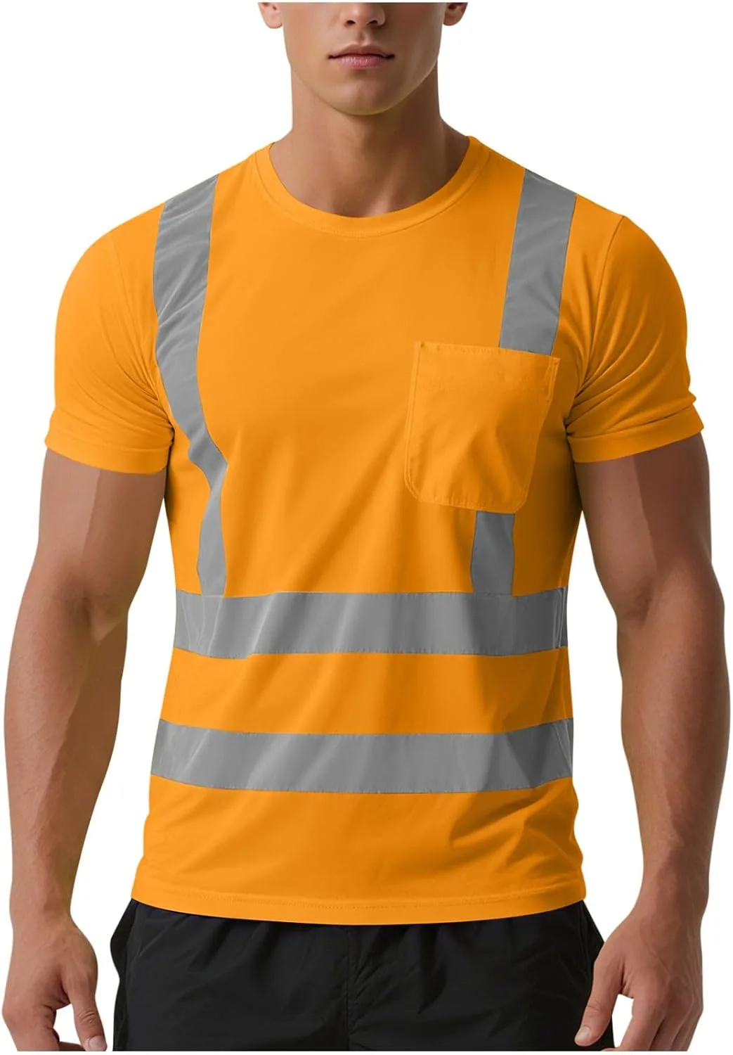 

Футболка с коротким рукавом для мужчин, High Visibility, с отражающими полосами и карманами