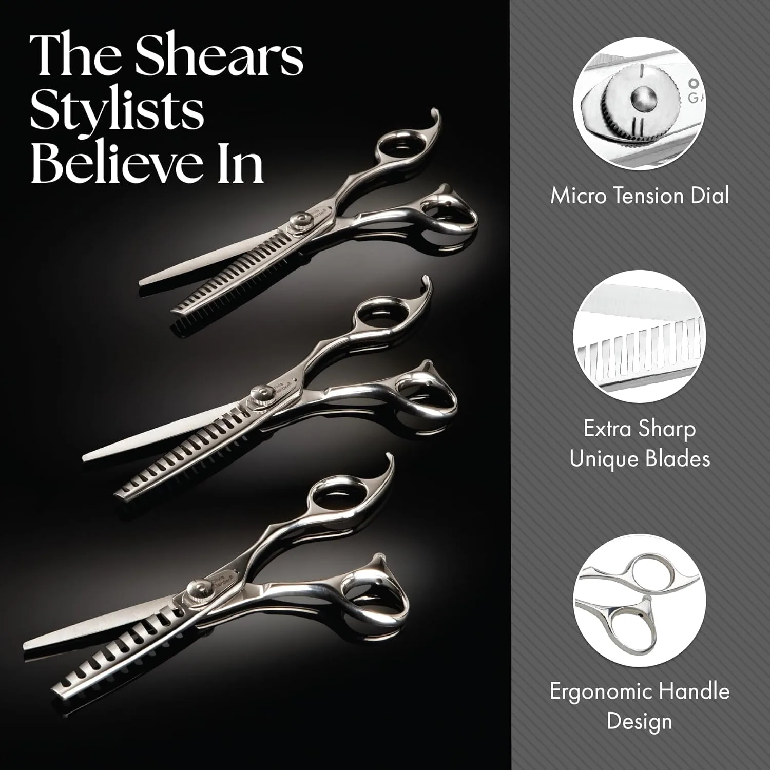 Olivia Garden TextureCut Professional Hairdressing Thinner Intro Case Набор 21 зубца: TC-21B, бритва RZ-E — фото 4
