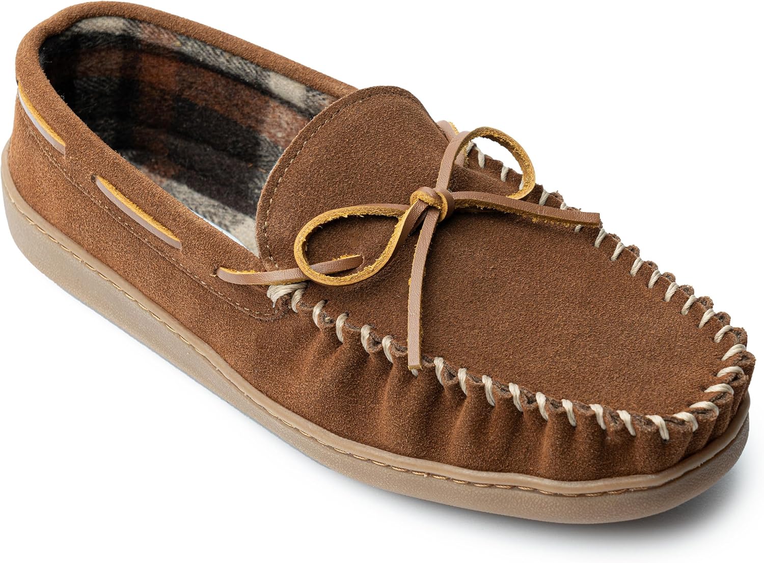 

Мокасины Minnetonka для мужчин с твердой подошвой и флисовой подкладкой в клетку, Whiskey