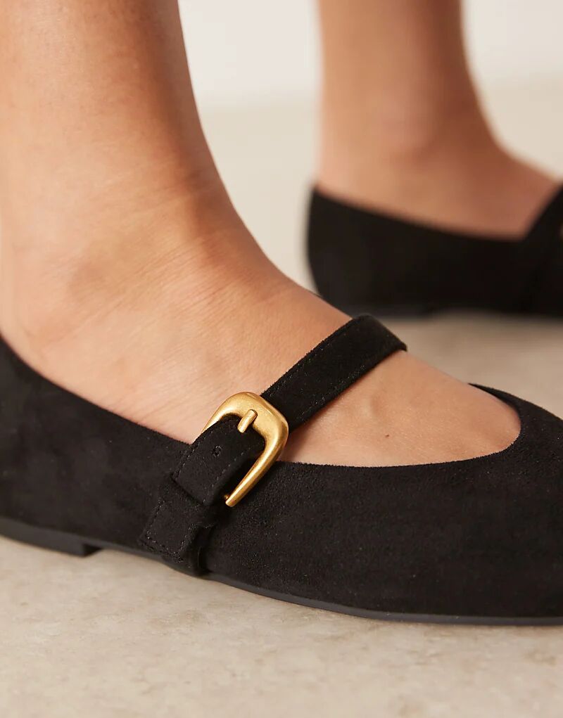 Балетки Leah Mary Jane от ASOS DESIGN из черной замши — фото 4