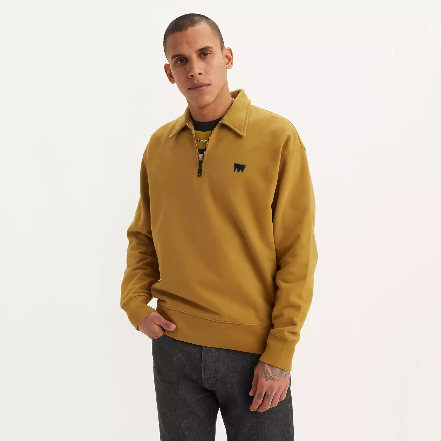 

Мужская толстовка Levi's Skateboarding с застежкой-молнией Quarter-Zip, цвет Dried Tobacco - White