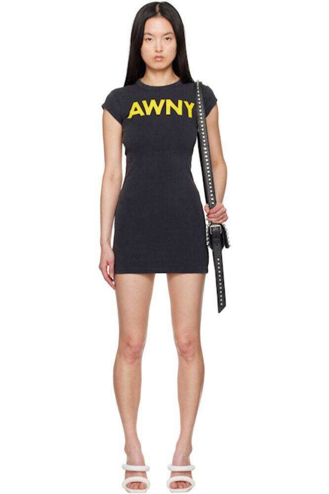 

Черное мини-платье с графическим логотипом alexanderwang.t