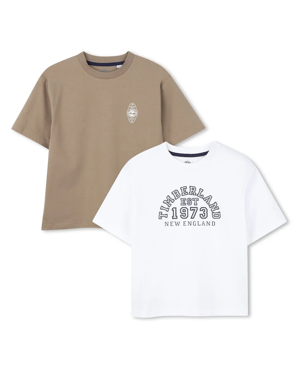 

Набор из двух хлопковых футболок для мальчика Timberland, военный зеленый