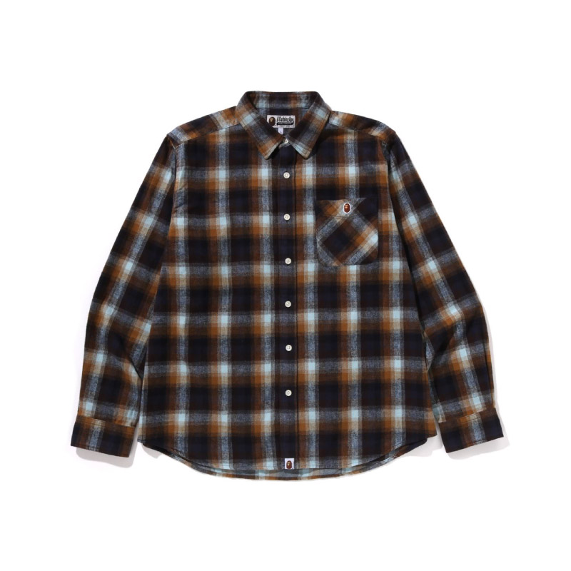 Футболка Check Shirt A BATHING APE, бежево-желтая BGX — фото 2