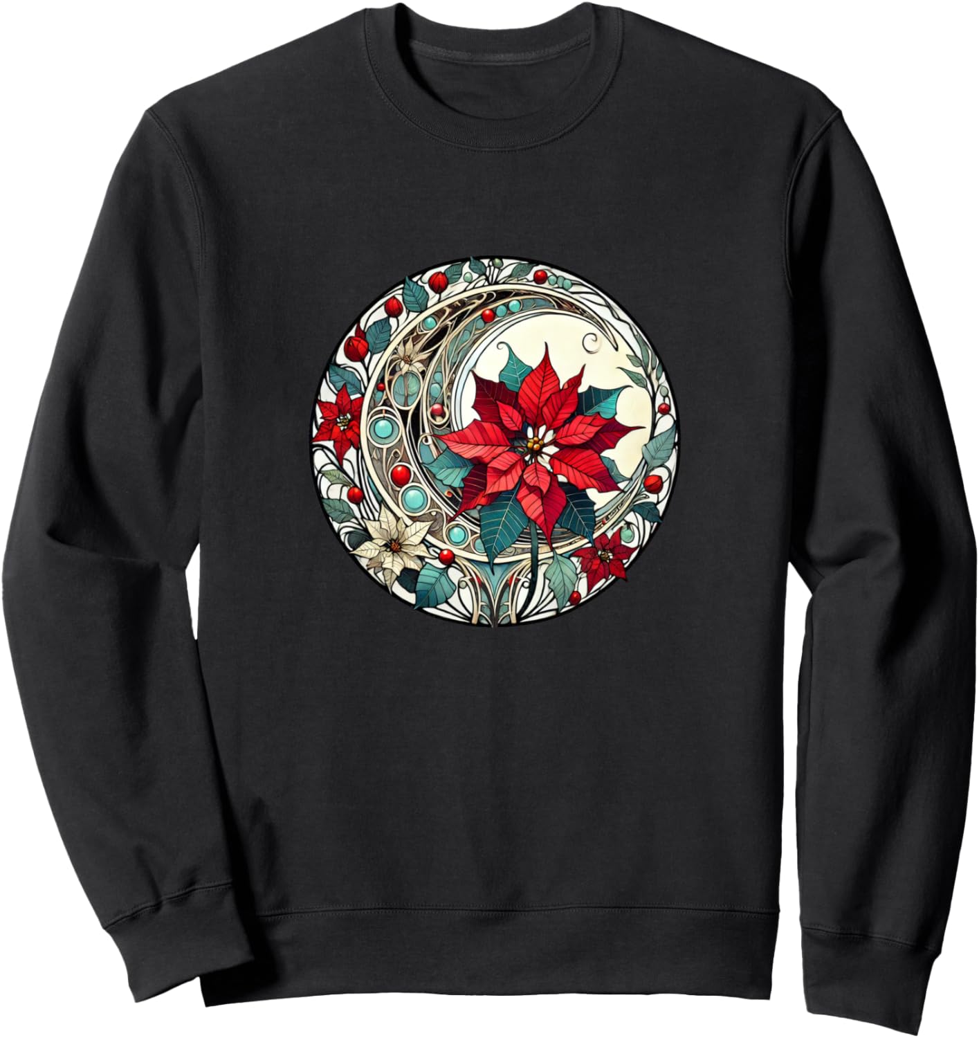 

Рождественская толстовка с пуансеттией в стиле модерн Vintage Poinsettia Love Snugg, черный