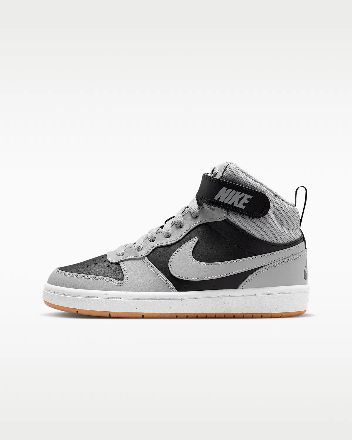 Кроссовки Nike Court Borough Mid 2 для детей, Black/White/Gum Medium Brown/Light Smoke Grey