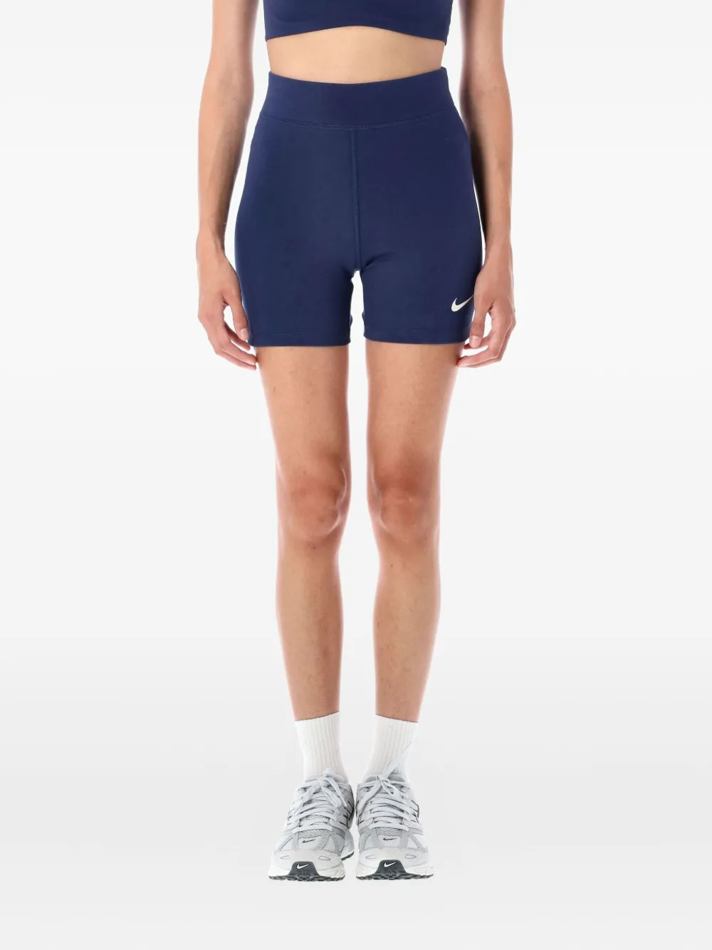 

Шорты с завышенной талией и логотипом Nike, синий