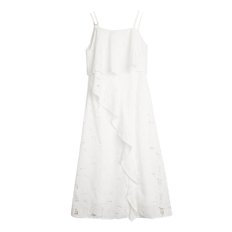 

ELLE Слип-платье женское белое с U-образным вырезом средней длины