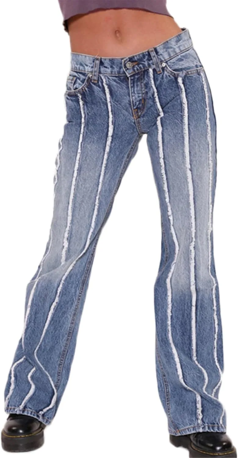 

Женские джинсы Bell Bottom с пэчворком и необработанным краем ZH8FCHAN