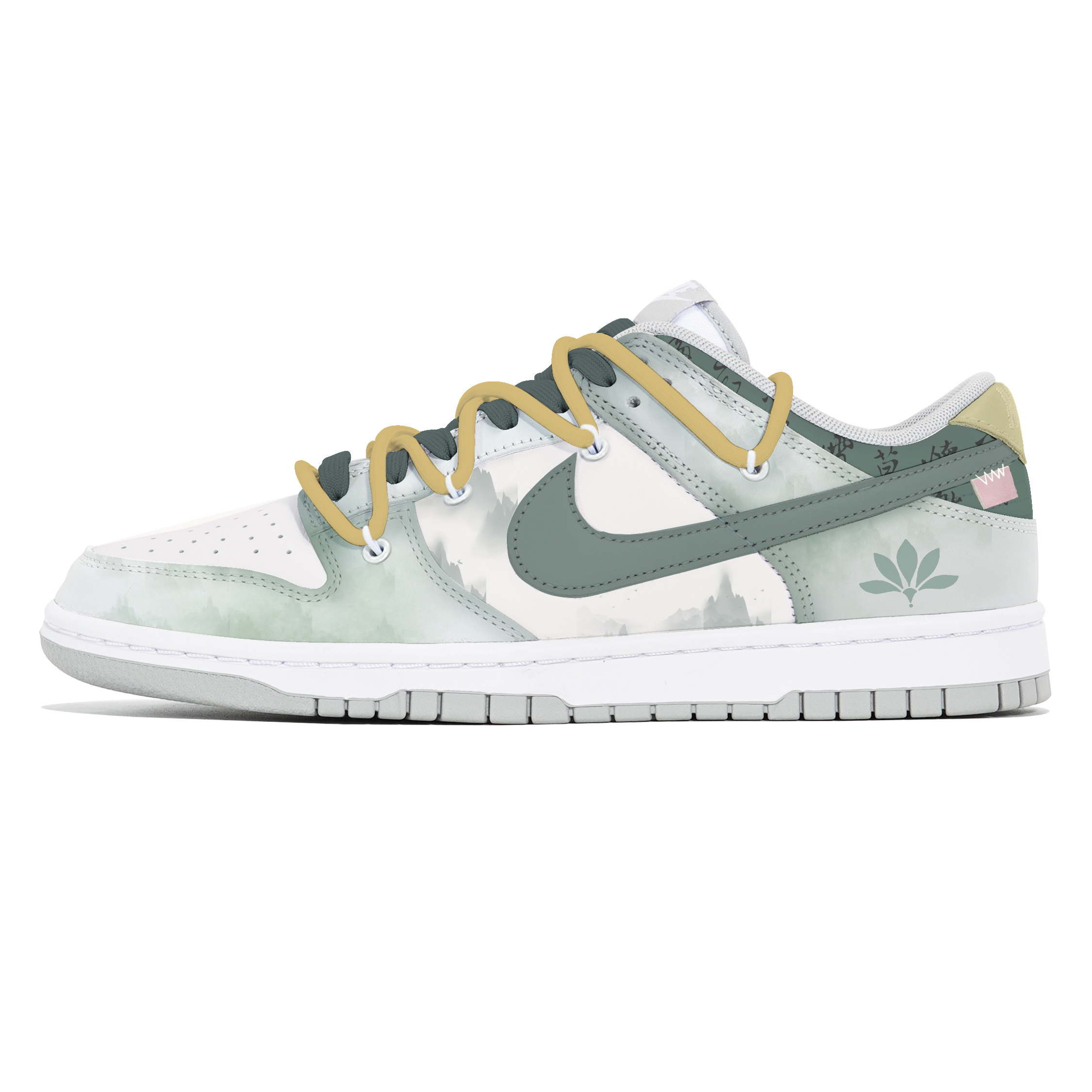 

Nike Кроссовки для скейтбординга Dunk Joy Lemon, износостойкие, низкие, мужские, белые, зеленые