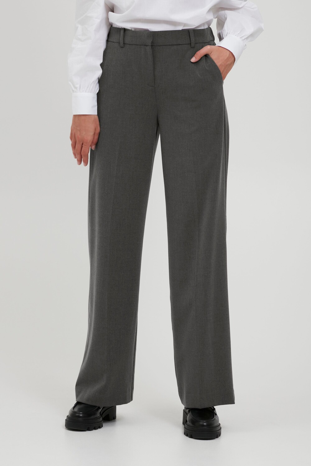 

Брюки b.young Bundfaltenhose BYDANTA WIDE LEG PANTS 2 20806640, серый