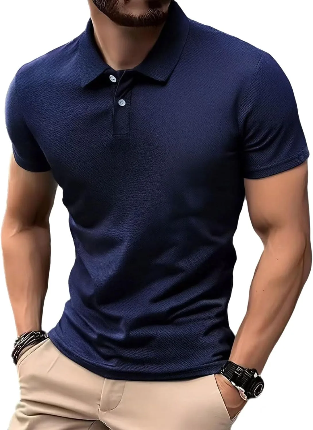 

Футболка для гольфа мужская легкая с коротким рукавом и V-образным вырезом