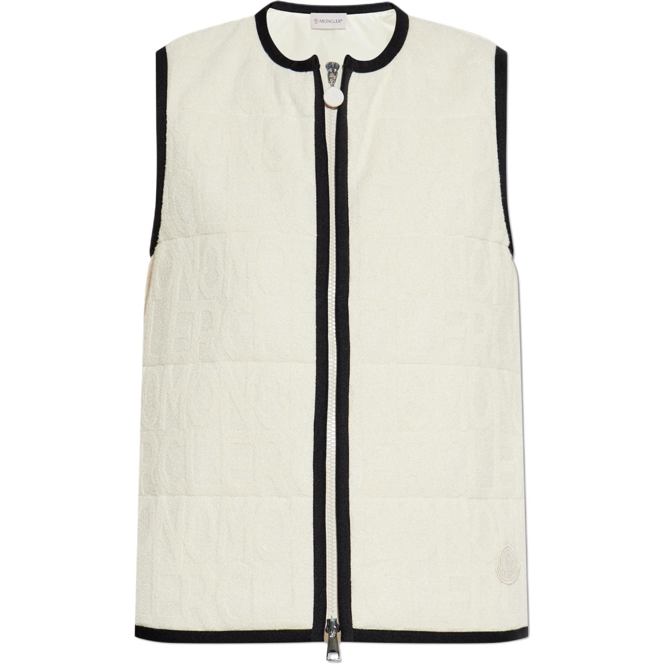 

Терри с логотипом жаккард, стеганый жилет Moncler, кремовый