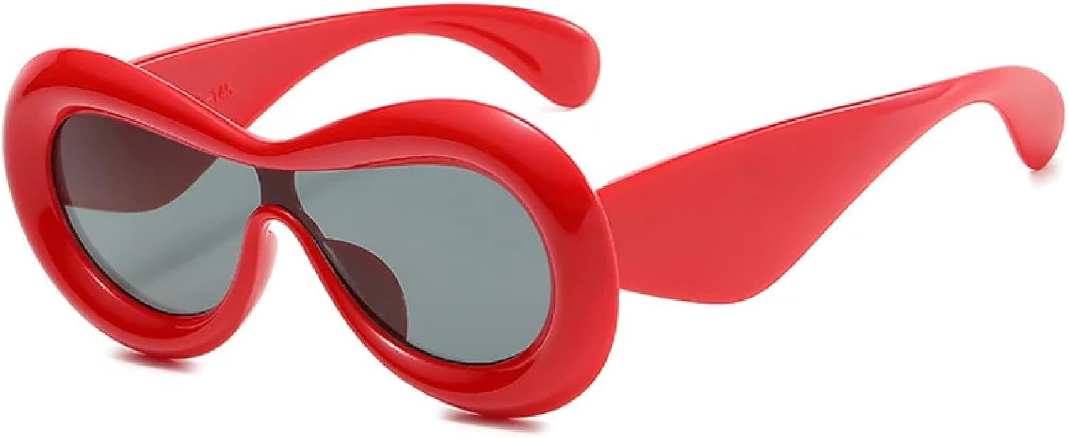 

Солнцезащитные очки конфетных цветов для женщин и мужчин, роскошные модные очки для вечеринок, необычные солнцезащитные очки с защитой от УФ-излучения UV400 TKKTLLT, Red Gray