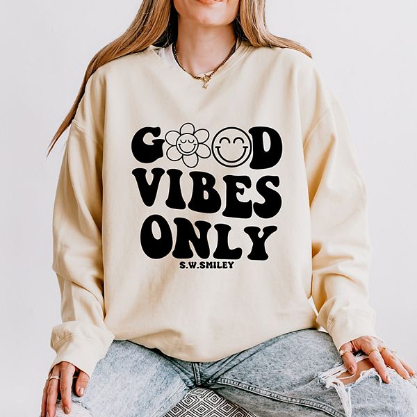 

SWSmiley good vibes only smiley face легкий свитер с покраской в готовом виде Simply Sage Market, Ivory