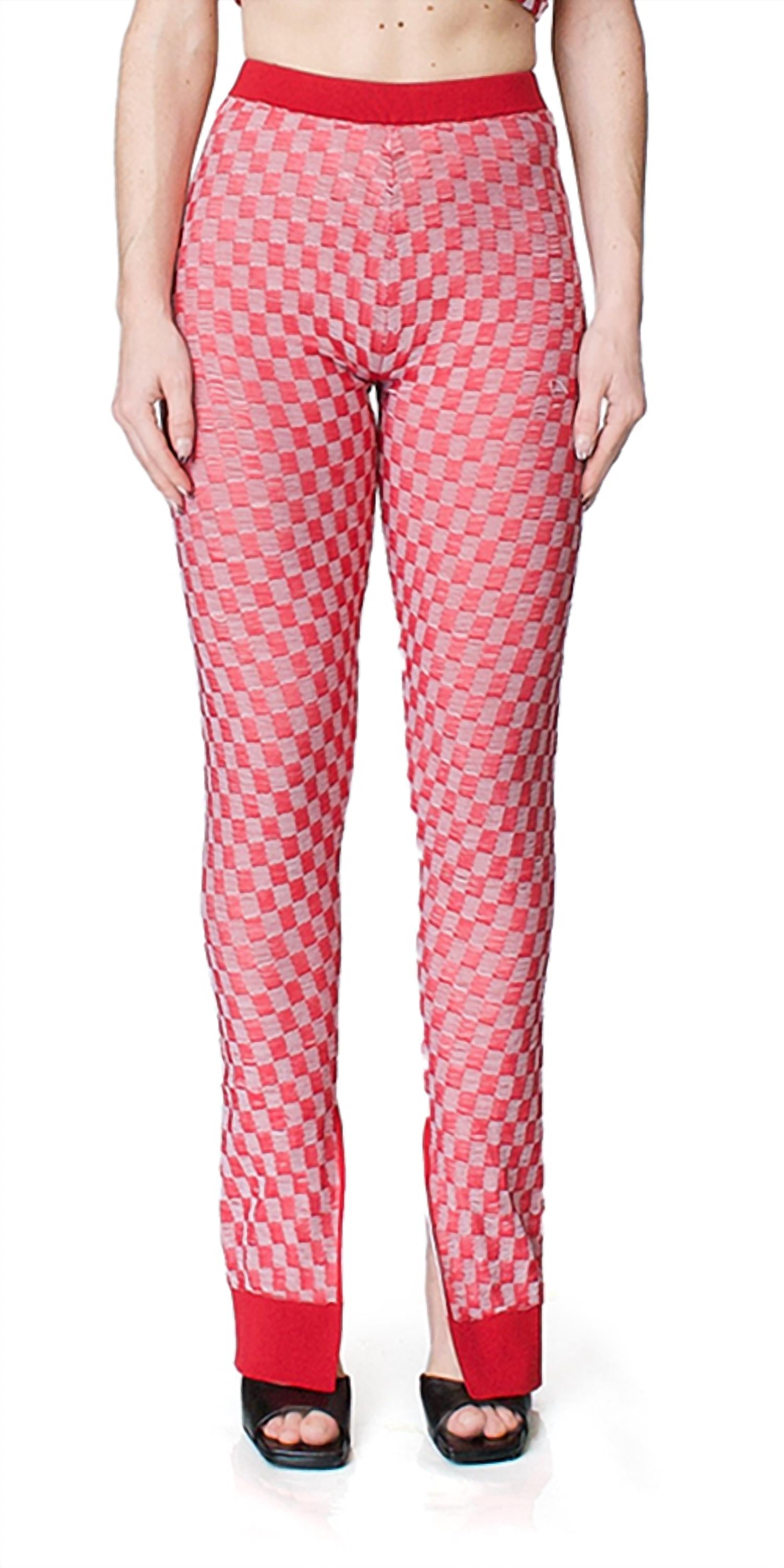 

Брюки в жаккардовую клетку красного/белого цвета Maison Margiela