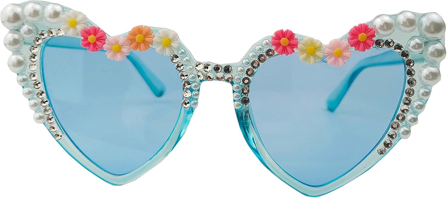 

Солнцезащитные очки Willochra в форме сердца со стразами, модные женские солнцезащитные очки с бриллиантовым блеском для вечеринки, жемчужные солнцезащитные очки с кристаллами, Blue