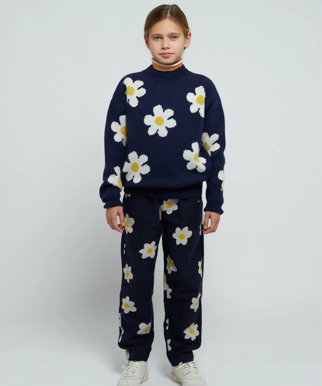 Свитер с жаккардовым узором Big Flower, Bobo Choses, 80% шерсти, тёмно-синий — фото 2