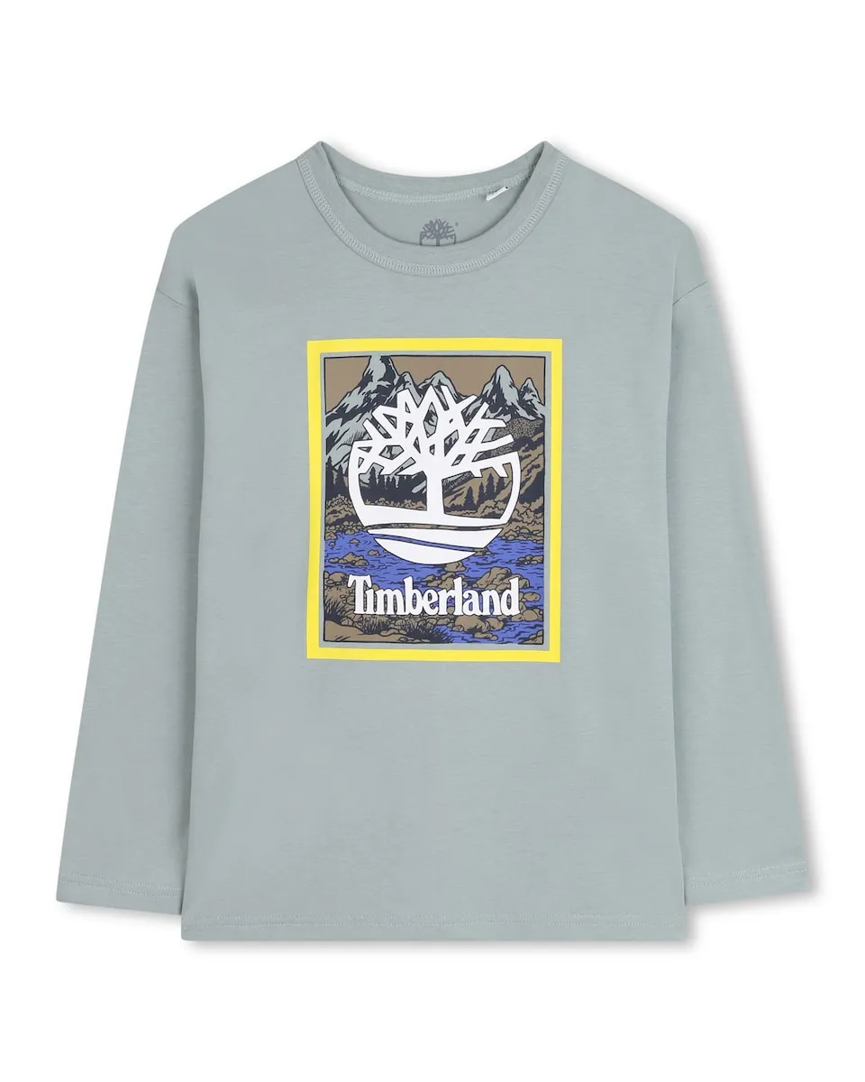 

Детская футболка зеленого цвета из хлопка Timberland