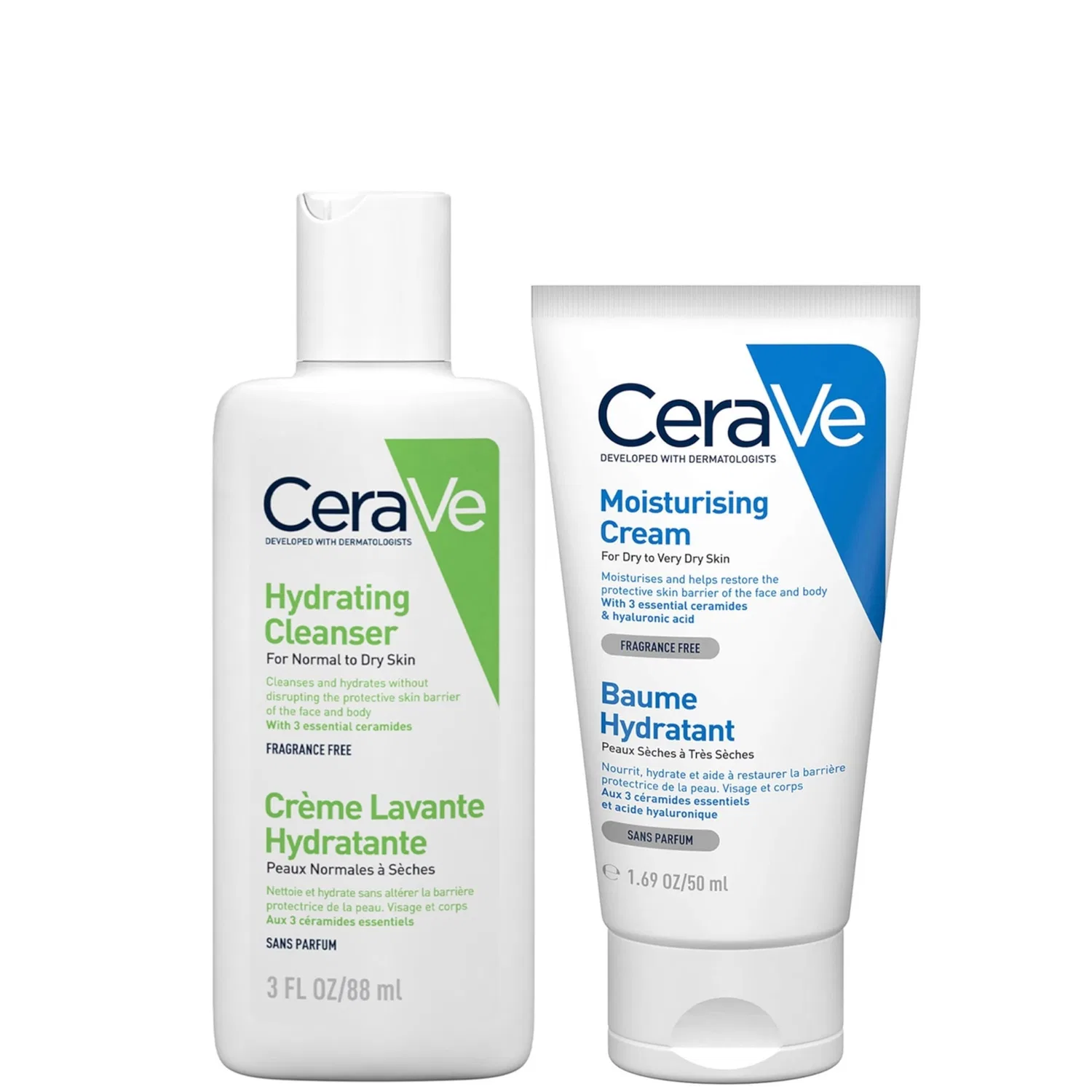 Крем для лица CeraVe — Увлажняющее очищающее средство и в дорожном формате для нормальной и сухой кожи, 88 мл