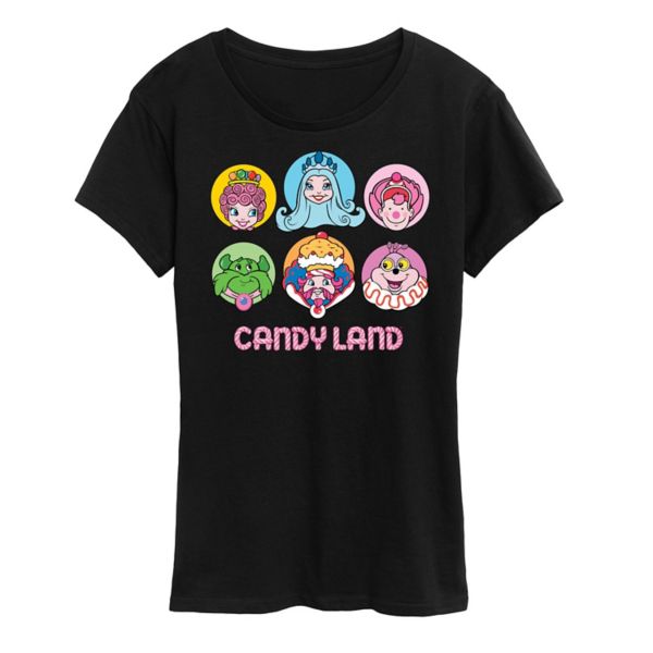 

Женская футболка с принтом персонажей Candy Land Hasbro, черный