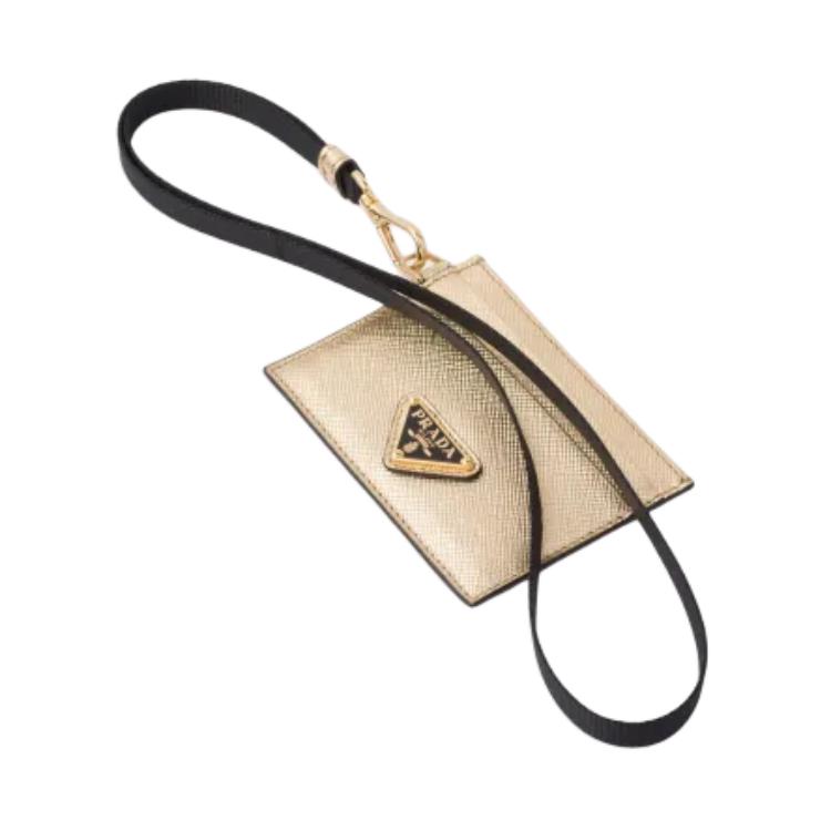 

PRADA Кожаный картхолдер унисекс платиновый