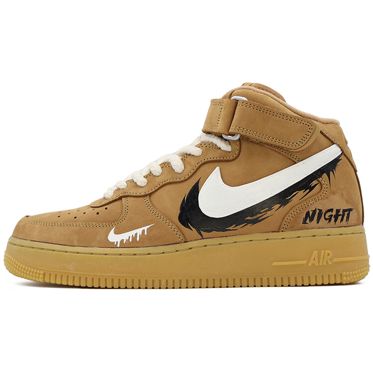 

Кроссовки Nike Air Force 1 Skateboarding Shoes Unisex Mid-top White/black, цвет Wheat