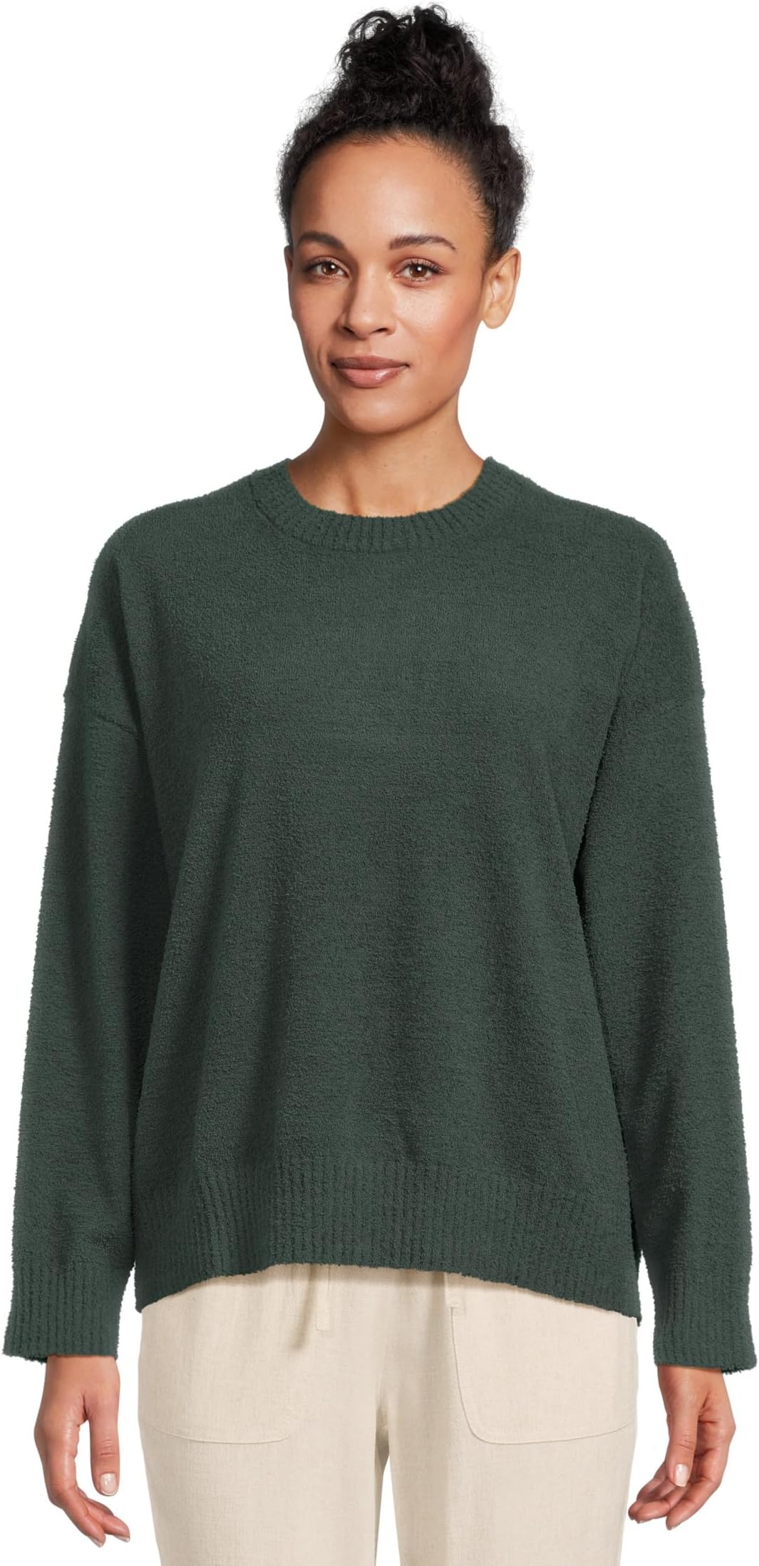 

Женский пуловер из переработанного букле с круглым вырезом Eberjey, Pine