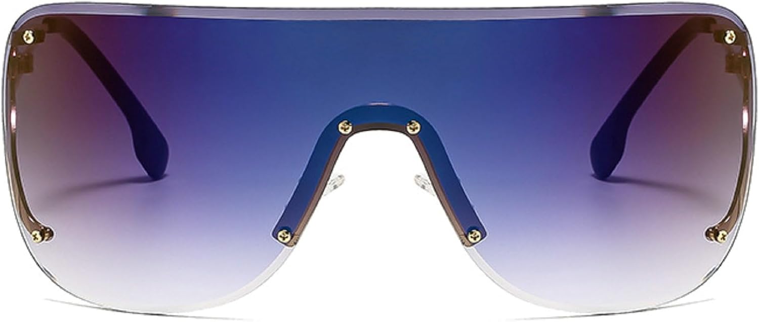 

Модные женские солнцезащитные очки-пилот без оправы большого размера 2025 года, с градиентным переходом цвета и обтекаемой формой, защита от УФ-излучения UV400 mincl, Blue